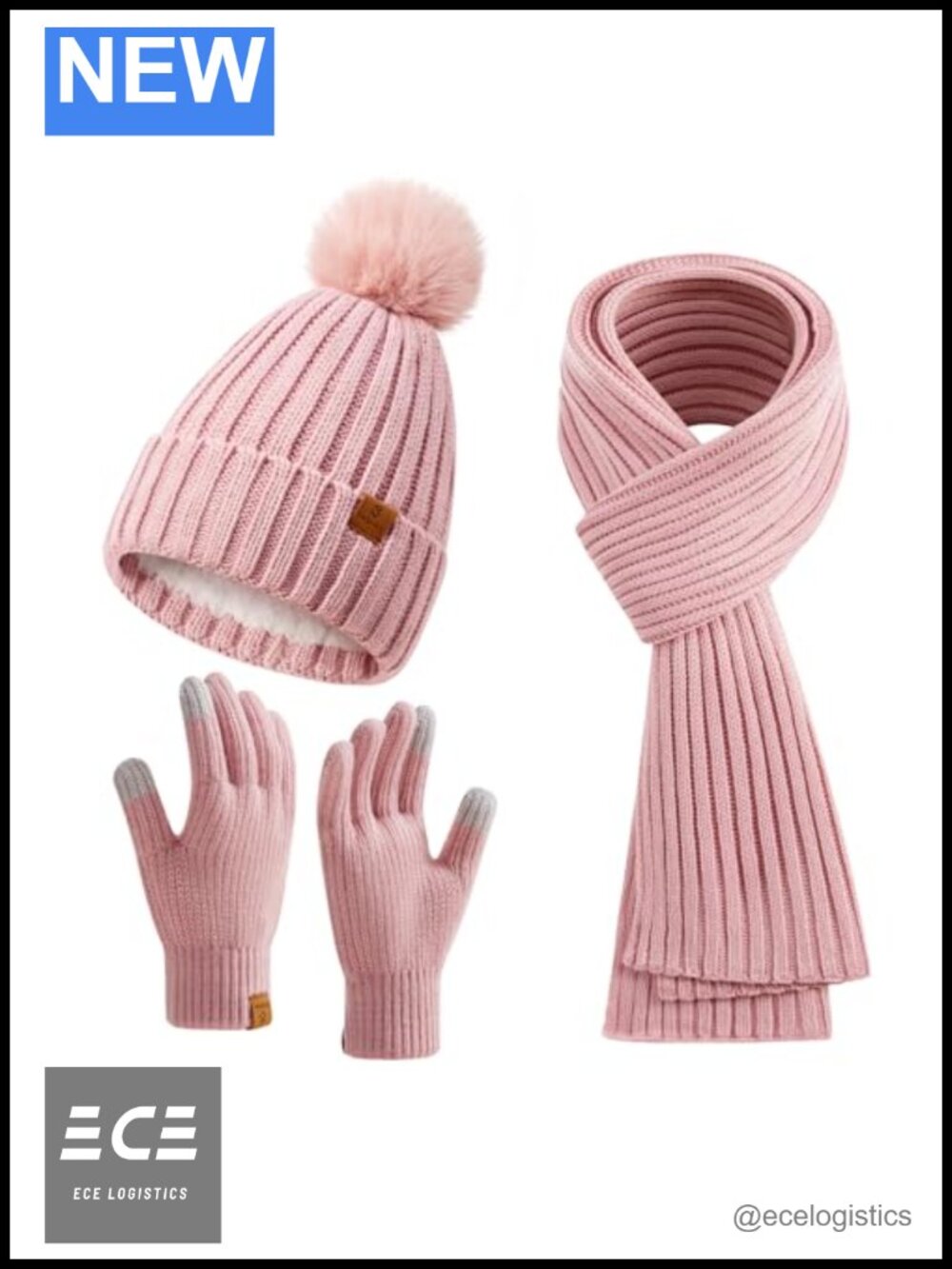 Acrylic Beanie Hat Scarf Gloves Set Winter Cold Weather Accessories